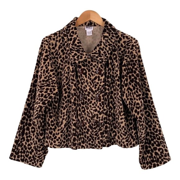 Kiko Leopard Corduroy Double Breasted Jacket One Size - Picture 2 of 6